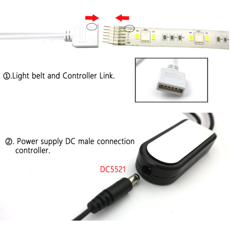WiFi RGBCCT Controller, IR Remote / Mobile APP / Alexa / Google Assistant Compatible